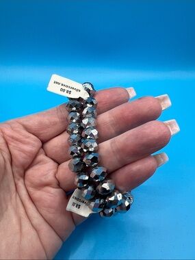 Faceted Crystal Bead Stretch Bracelet - Shiny no